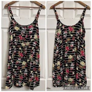 Hot Topic Black Dress with Skull and Floral Design
